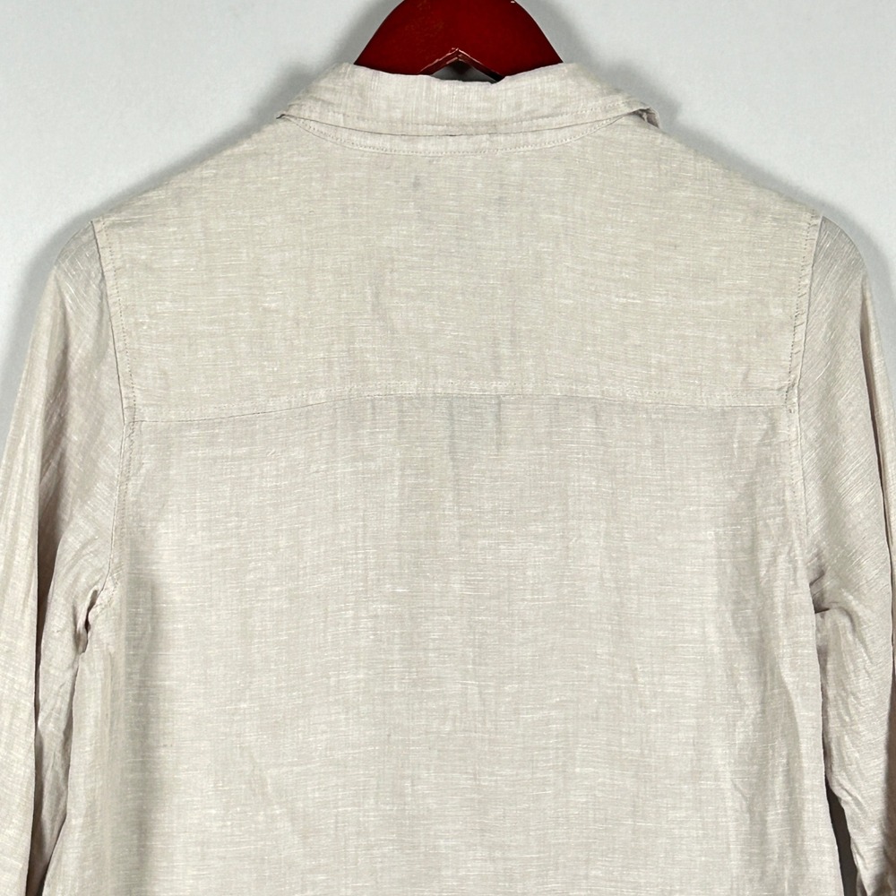 Jones New York 100% Linen Mini Tunic Dress Women's S / M Oatmeal Coastal Grandma - Picture 10 of 11